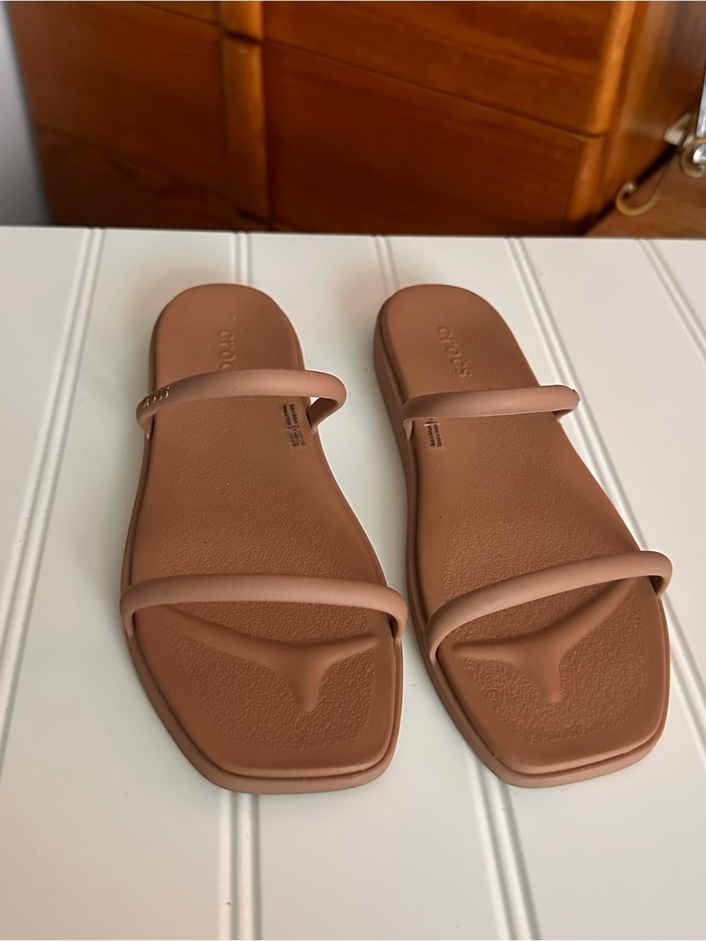 Crocs Minimalist Tan Slide Sandals - Women